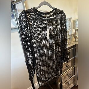 Lovers + Friends Black Mesh Cover up